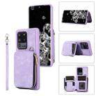 For Samsung Galaxy S20 Ultra Zipper Card Bag Back Cover Phone Case(Purple) - 1