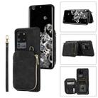 For Samsung Galaxy S20 Ultra Zipper Card Bag Back Cover Phone Case(Black) - 1