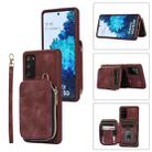 For Samsung Galaxy S20 FE Zipper Card Bag Back Cover Phone Case(Wine Red) - 1