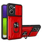 For Realme 10 4G Sliding Camshield TPU+PC Phone Case with Card Slot(Red) - 1