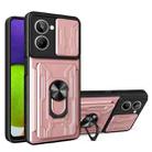 For Realme 10 4G Sliding Camshield TPU+PC Phone Case with Card Slot(Rose Gold) - 1
