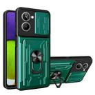 For Realme 10 4G Sliding Camshield TPU+PC Phone Case with Card Slot(Dark Green) - 1