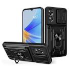 For OPPO A17 4G Sliding Camshield TPU+PC Phone Case with Card Slot(Black) - 1