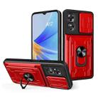 For OPPO A17 4G Sliding Camshield TPU+PC Phone Case with Card Slot(Red) - 1