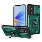 For OPPO A17 4G Sliding Camshield TPU+PC Phone Case with Card Slot(Dark Green) - 1