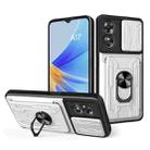 For OPPO A17 4G Sliding Camshield TPU+PC Phone Case with Card Slot(White) - 1