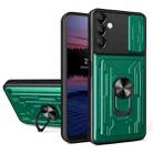 For Samsung Galaxy A14 5G / 4G Sliding Camshield TPU+PC Phone Case with Card Slot(Dark Green) - 1