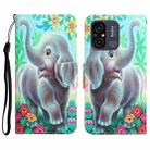 For Xiaomi Redmi 12C Colored Drawing Leather Phone Case(Elephant) - 1