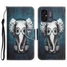 For Xiaomi Redmi 12C Colored Drawing Leather Phone Case(Earphone Elephant) - 1
