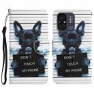 For Xiaomi Redmi 12C Colored Drawing Leather Phone Case(Black Dog) - 1