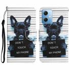 For Xiaomi Redmi Note 12 5G Global/Poco X5 Colored Drawing Leather Phone Case(Black Dog) - 1