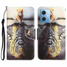 For Xiaomi Redmi Note 12 5G Global/Poco X5 Colored Drawing Leather Phone Case(Tiger) - 1