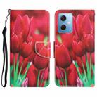 For Xiaomi Redmi Note 12 5G Global/Poco X5 Colored Drawing Leather Phone Case(Tulips) - 1