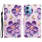 For Xiaomi Redmi Note 12 5G Global/Poco X5 Colored Drawing Leather Phone Case(Purple Flower) - 1
