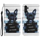 For Samsung Galaxy A24 4G Colored Drawing Leather Phone Case(Black Dog) - 1