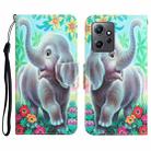 For Xiaomi Redmi Note 12 4G Global Colored Drawing Leather Phone Case(Elephant) - 1