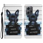 For Xiaomi Redmi Note 12 4G Global Colored Drawing Leather Phone Case(Black Dog) - 1