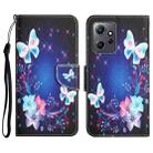 For Xiaomi Redmi Note 12 4G Global Colored Drawing Leather Phone Case(Butterfly) - 1