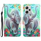 For Xiaomi Redmi Note 12 Pro 5G/Poco X5 Pro Colored Drawing Leather Phone Case(Elephant) - 1