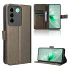 For vivo V27e / S16e Diamond Texture Leather Phone Case(Brown) - 1