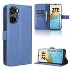 For ZTE Blade V40 Design Diamond Texture Leather Phone Case(Blue) - 1