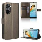 For ZTE Blade V40 Design Diamond Texture Leather Phone Case(Brown) - 1