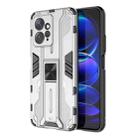 For Xiaomi Redmi Note 12 4G Supersonic PC + TPU Shock-proof Phone Case with Holder(Silver) - 1