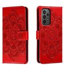 For Samsung Galaxy A24 5G Sun Mandala Embossing Pattern Phone Leather Case(Red) - 1