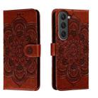 For Samsung Galaxy S23 5G Sun Mandala Embossing Pattern Phone Leather Case(Brown) - 1