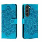 For Samsung Galaxy S23 5G Sun Mandala Embossing Pattern Phone Leather Case(Blue) - 1