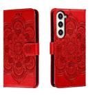 For Samsung Galaxy S23+ 5G Sun Mandala Embossing Pattern Phone Leather Case(Red) - 1