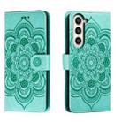 For Samsung Galaxy S23+ 5G Sun Mandala Embossing Pattern Phone Leather Case(Green) - 1