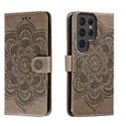 For Samsung Galaxy S23 Ultra 5G Sun Mandala Embossing Pattern Phone Leather Case(Grey) - 1