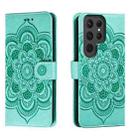 For Samsung Galaxy S23 Ultra 5G Sun Mandala Embossing Pattern Phone Leather Case(Green) - 1