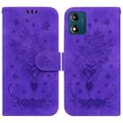 For Motorola Moto E13 Butterfly Rose Embossed Leather Phone Case(Purple) - 1