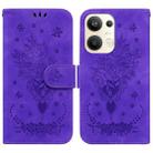 For OPPO Reno9 Pro+ Butterfly Rose Embossed Leather Phone Case(Purple) - 1