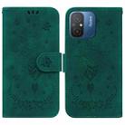 For Xiaomi Redmi 12C / 11A Butterfly Rose Embossed Leather Phone Case(Green) - 1
