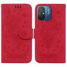 For Xiaomi Redmi 12C / 11A Butterfly Rose Embossed Leather Phone Case(Red) - 1