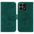 For Honor X8a Butterfly Rose Embossed Leather Phone Case(Green) - 1