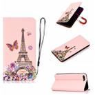 For iPhone SE 2022 / SE 2020 / 7 / 8  3D Painting Horizontal Flip Leather Case with Holder & Card Slot & Wallet & Lanyard(Iron tower) - 1