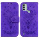 For Nokia C31 Butterfly Rose Embossed Leather Phone Case(Purple) - 1