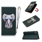 For iPhone XS 3D Painting Horizontal Flip Leather Case with Holder & Card Slot & Wallet & Lanyard(Elephant) - 1