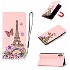 For iPhone XS Max 3D Painting Horizontal Flip Leather Case with Holder & Card Slot & Wallet & Lanyard(Iron tower) - 1