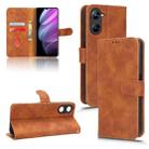 For Realme V30 / V30T Skin Feel Magnetic Flip Leather Phone Case(Brown) - 1