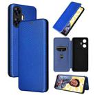 For Realme C55 Carbon Fiber Texture Flip Leather Phone Case(Blue) - 1