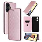 For Realme C55 Carbon Fiber Texture Flip Leather Phone Case(Pink) - 1