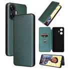 For Realme C55 Carbon Fiber Texture Flip Leather Phone Case(Green) - 1