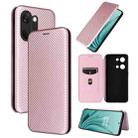 For OnePlus Ace 2V Carbon Fiber Texture Flip Leather Phone Case(Pink) - 1