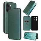 For OnePlus Ace 2V Carbon Fiber Texture Flip Leather Phone Case(Green) - 1