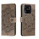 For Xiaomi Redmi 10C Sun Mandala Embossing Pattern Phone Leather Case(Grey) - 1